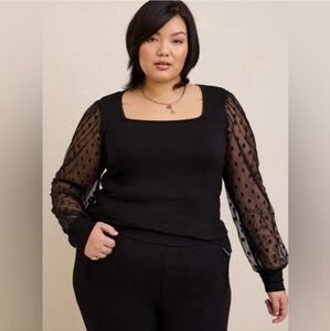 Torrid Black Polka Dot - Super Soft Mesh Sleeve - Sz 4